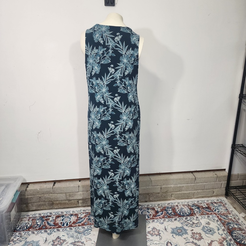 J. Jill Wearever Collection Maxi Dress Small Tall Blue Floral Sleeveless Stretch - Picture 12 of 13
